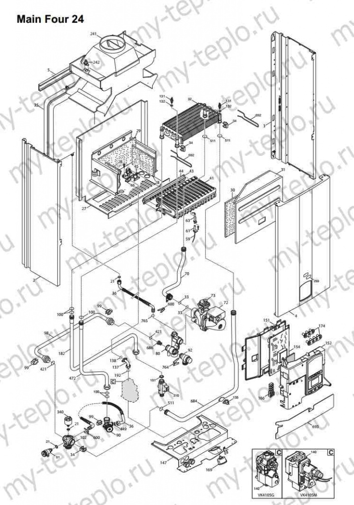 Купить запчасти для Baxi Main Four 24 в Снежинске