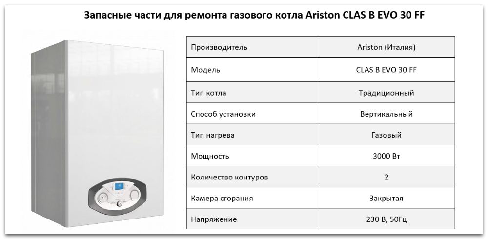 Купить запчасти Ariston CLAS B EVO 30 FF в Снежинске