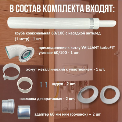 Дымоход для котла VAILLANT turboFIT любой мощности, комплект антилед (Китай) (DYMturboFIT)